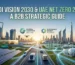Saudi Vision 2030 and UAE Net Zero 2050 Strategic B2B Guide title card banner, featuring Riyadh NEOM skyline, Dubai Abu Dhabi skyline, interconnected green infrastructure, solar power arrays, international corporate collaboration, future technology and strategic investment visualization, 600:355 aspect ratio.
