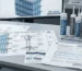 A technical B2B engineering workspace showing architectural drawings, curtain wall joint details, and elastomeric sealant cartridges for ASTM C920 compliance testing.