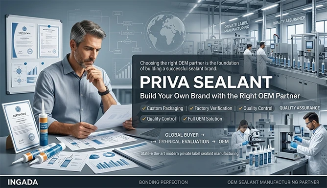Overseas buyer selecting private label sealant OEM manufacturer for custom brand development